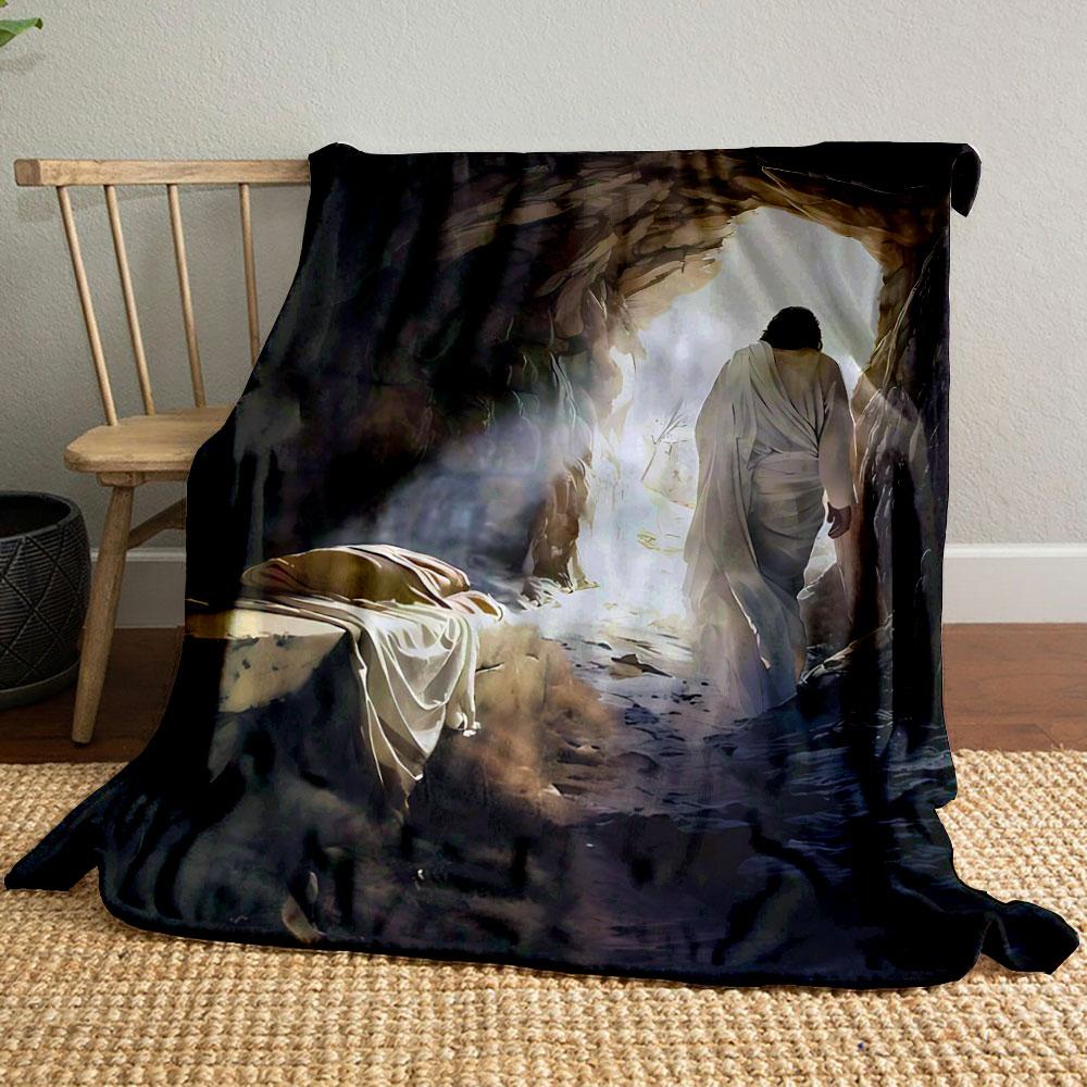 Jesus Walking Out Tomb Blanket Printed Blanket for Living Room Bed Couch lunch break Soft Cozy Blanket for Friend's festival Gift