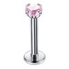 16G Stainless Steel Pink Zircon Lip and Nose Stud Set