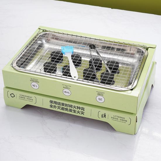 Одноразовый гриль для барбекю, угольный гриль, высокая стабильность, нескользящая, равномерная теплопроводность, простая установка, портативный гриль