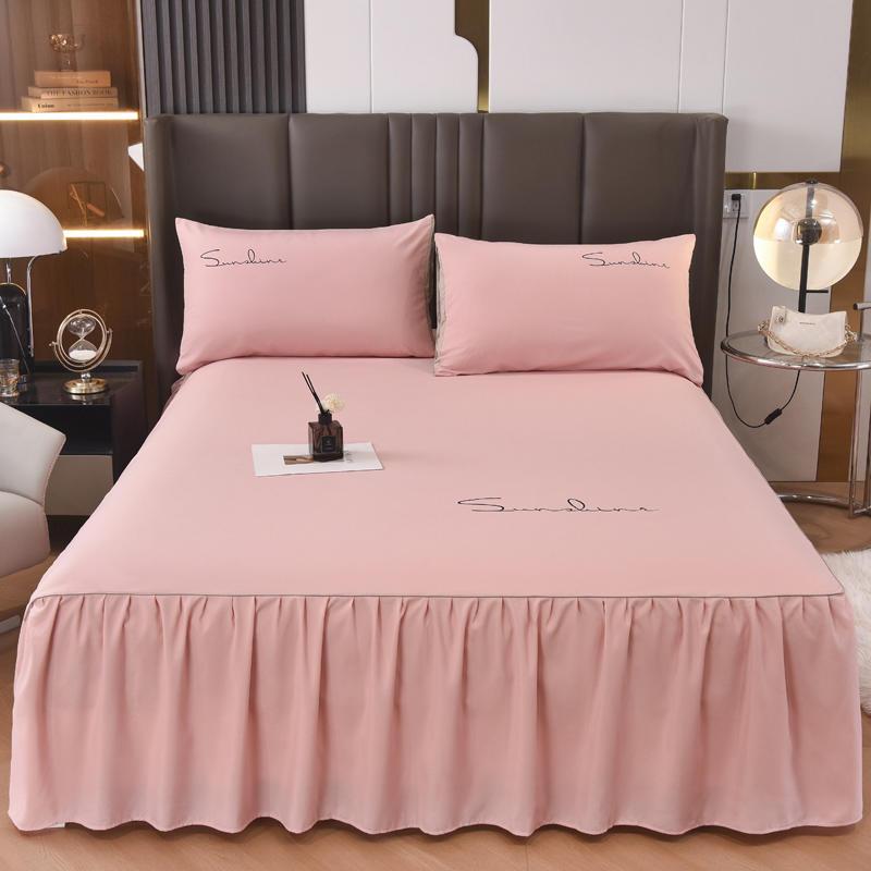 3 Pieces of Skin Friendly Bed Skirts Full Set of Bed Covers Thick Raised Lace Bed Sheets Tatami Mats Non Slip Covers
