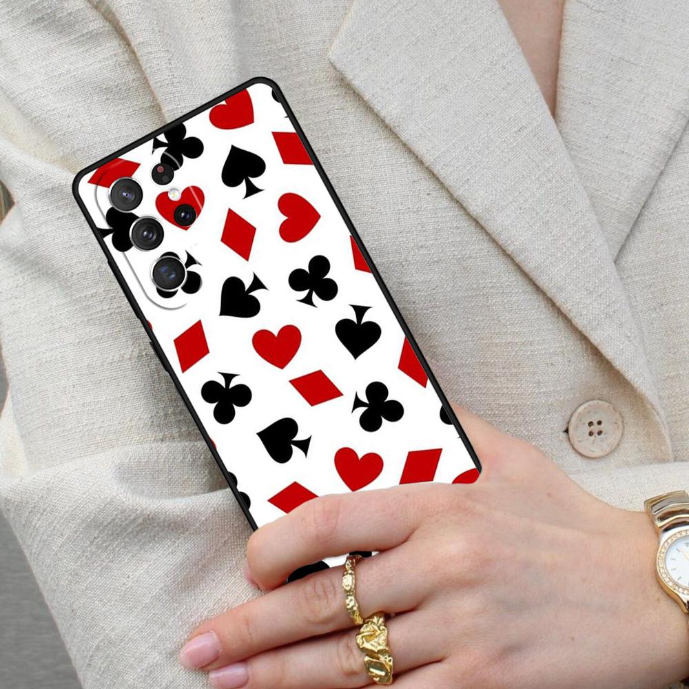 Playing Cards Suit Symbols Cell Phone Case for Samsung Galaxy S26 Ultra S25 S24 S23 S22 S21 S20 Note10 Cover