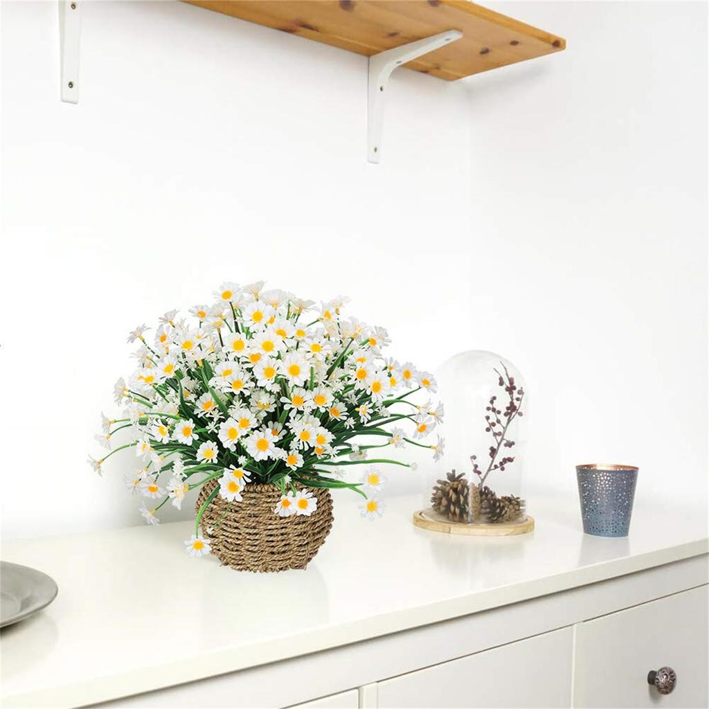 Artificial Daisy Flowers Decor UV-Resistant No Fading Non-Peeling for Gardening Patio Balcony Terrace