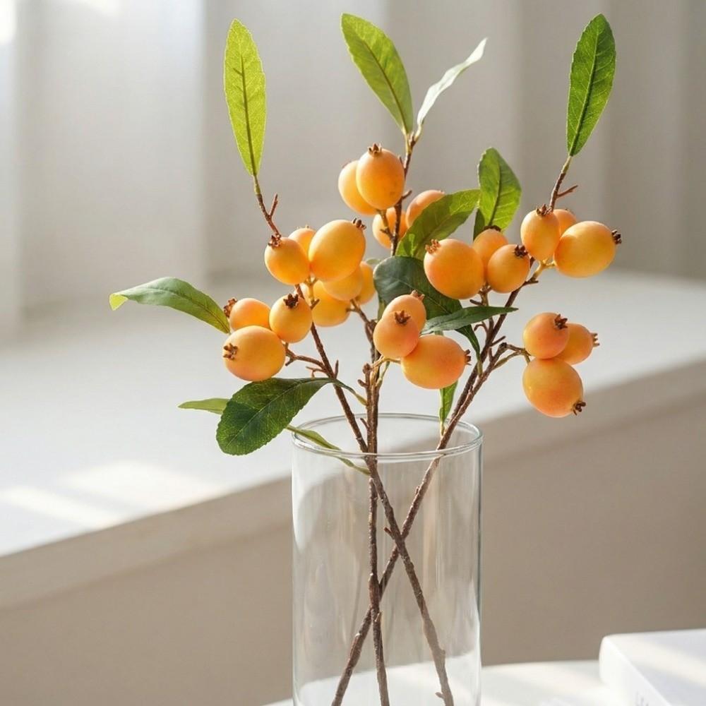 Luxury Artificial Loquat Fruit Branch Faux Loquat Fake Plants Simulation Fruit Tree Gift