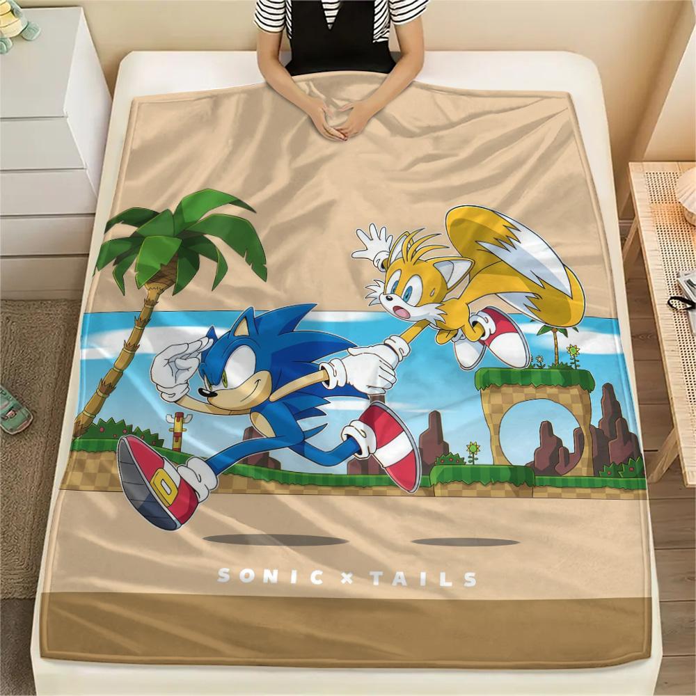 Sonic the Hedgehog Flannel Blanket, High quality Comfortable for All Seasons, Home Decor, Warmth and Comfort