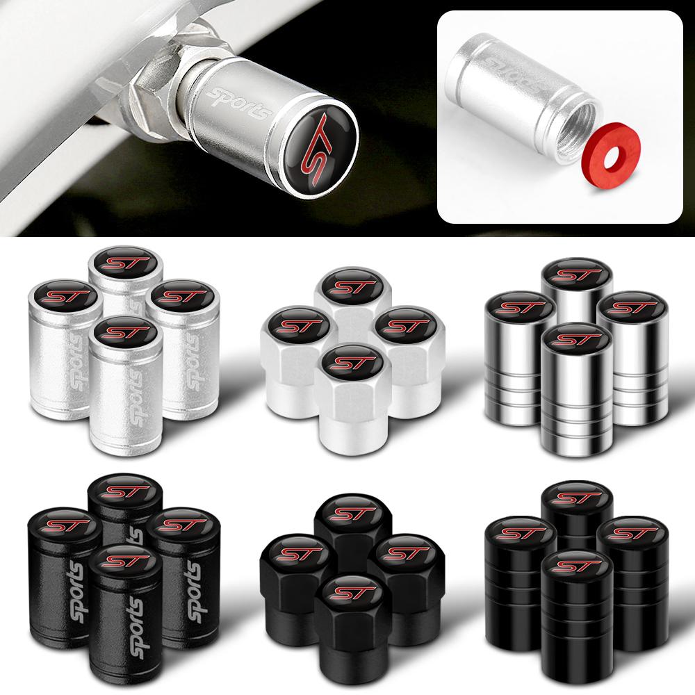 XXUI3 4pcs Car Styling Wheel Tire Valve Cap Air Stem Cover Badge Decoration For Ford Mustang ST Focus Mondeo Fiesta Kuga Accessories