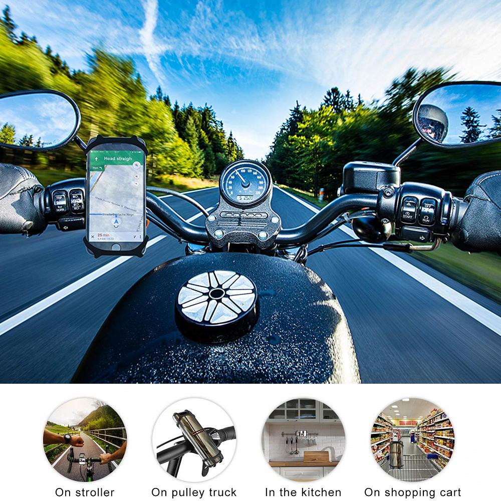 Universal Silicone Bike Bicycle Phone Holder Mobile Phone Motorcycle Handlebar Bracket Stand for iPhone 16 17 Pro Max Xiaomi 6