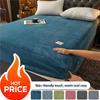 2026 Бархатный флис Простыня на резинке Защитный чехол для кровати Глубокий карман Чехол для матраса Плюшевый Домашний Наматрасник Супермягкий Теплый Без наволочки