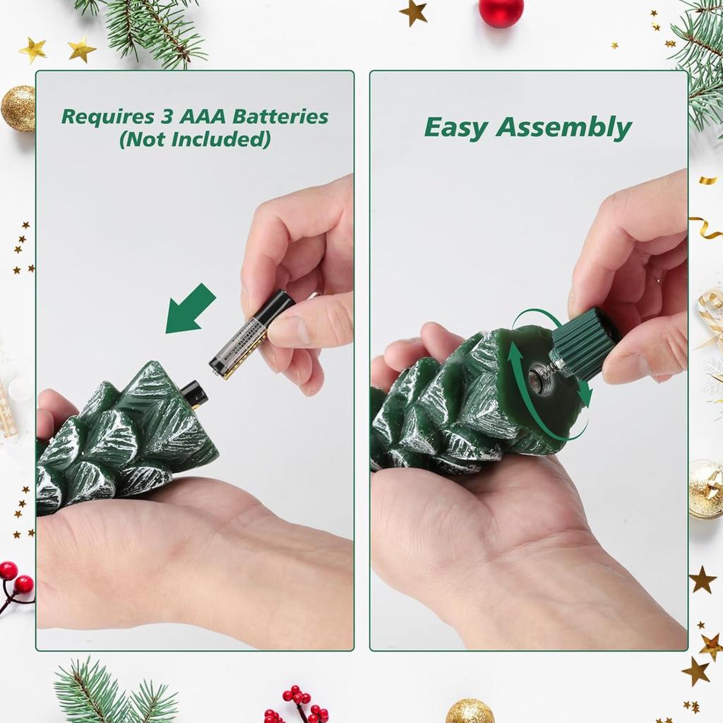 1/2/3/4PCS Christmas Tree Candles Battery Operated LED Christmas Tree Flameless Taper Candles Window Candle for Christmas Decor
