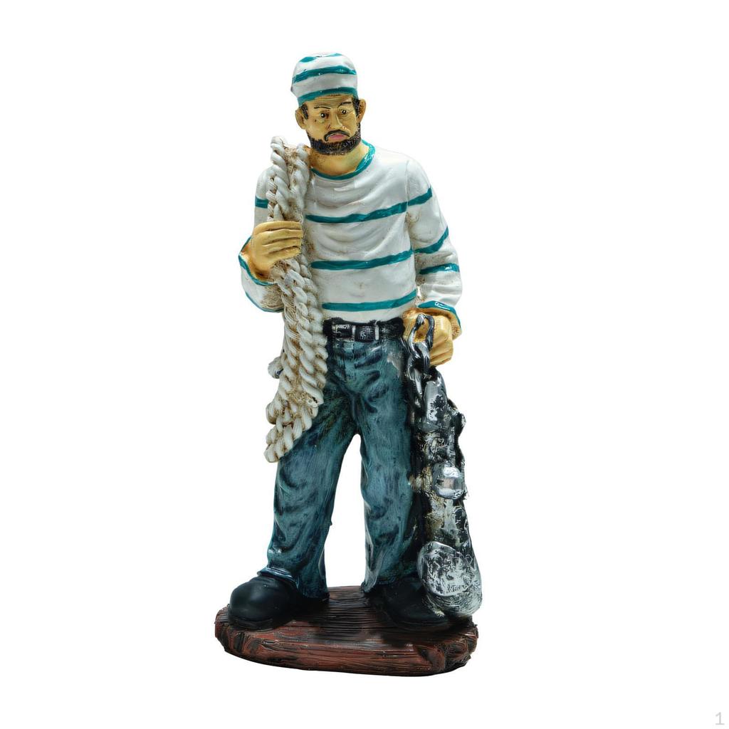 Fisherman Statue Figurine Desk Figure Decoration Home Decor Xmas Gift Sculpture Resin Sailor