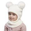 Pompom Baby Winter Hat Scarf One-piece Kids Knitted Beanie Warm Ears Neck Children Bonnet Infant Cap for Girls Boys 1-5Y
