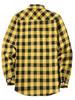 European Size Plaid Hooded Short-Sleeved Men's Cardigan Shirt with Double Pocket Flap