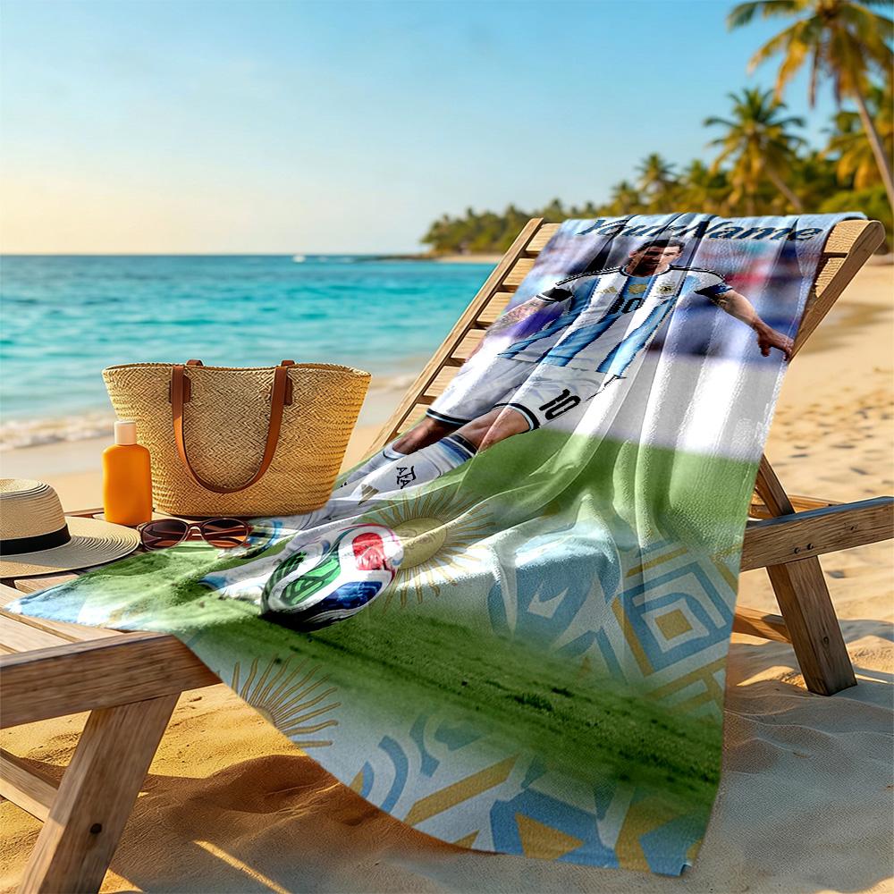 Messi Customize Your Name Beach Towel Super Soft Microfiber Quickdry Fabric Suitable for Swimming Gym Camping Yoga Vacation