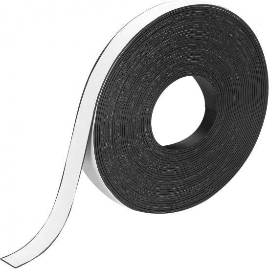 MECCANIXITY Magnetic Strip 6.56 Feet x 3/8" Width x 3/32" Thick Magnetic Tape Labels Stickers Self Adhesive for Whiteboards Refrigerator and DIY