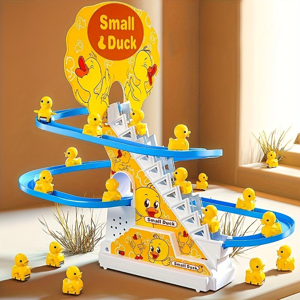 6-Piece Duckling Stair Climbing with Lights and Music, Fun and Cute Duck Slide Toy Set, Easter Gift for Children, Plastic, Yellow.