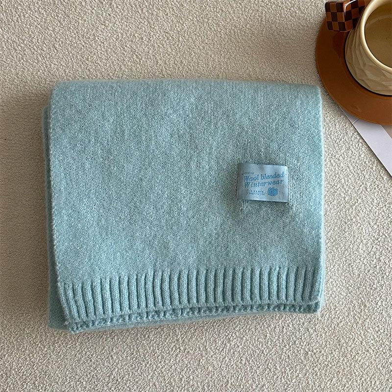 Winter New Solid Color Korean Knitted Wool Blended Luxury Women's Scarf Warm and Cold Proof Shawl Fashion Versatile Scarf