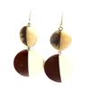 [R3293] - Beige Brown 'Kilimanjaro' Earrings - 9x4 Cm