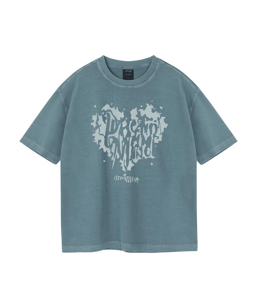 WILDROCK Hollysheesh Dreamist Heart Пигментная Оверсайз Футболка с Коротким Рукавом_6 Цветов (Урожай включен) (Тип Б)