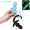 Very Soft Luminous Anal Plug Silicone Butt Tail Anus Hook Fetish Props For Couple Women Slave Flirting Masturbation SM Sex