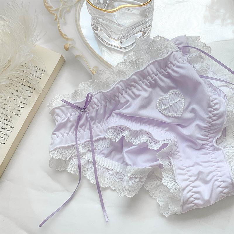 Plus Size Lolita Sexy Lace Edge Underwear Women's Panties Ice Silk High Elasticity Briefs Girl Student Oversized Underpants