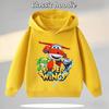 Super Wings Boys' Sports Shirt, Girls' Casual Top, Children's Hooded Sweatshirt, Cartoon Print, Autumn/Winter Long-Sleeve