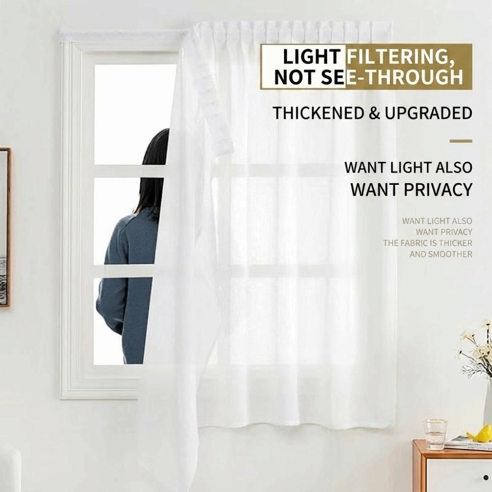 White Sheer Curtain Magic Sticker Semi-Sheer Curtain Modern Chiffon Sheer Curtain Home Decor