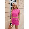 Summer Sleeveless Top Solid Color Crew Neck T-Shirt Drawstring Pocket Shorts Set