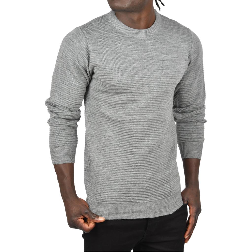 DeepSEA Striped Patterned Crew Neck Slim Cut Knit Sweater 2505492