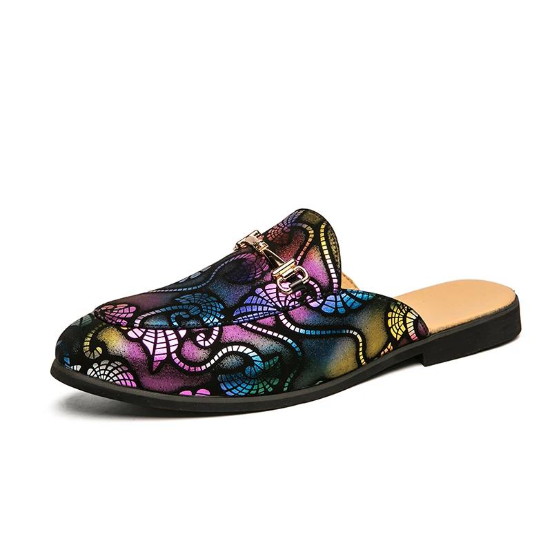 Модная весенне-осенняя итальянская повседневная обувь со стразами, мужские полулоферы, уличные мюли, тапочки для легкой обуви без каблука
