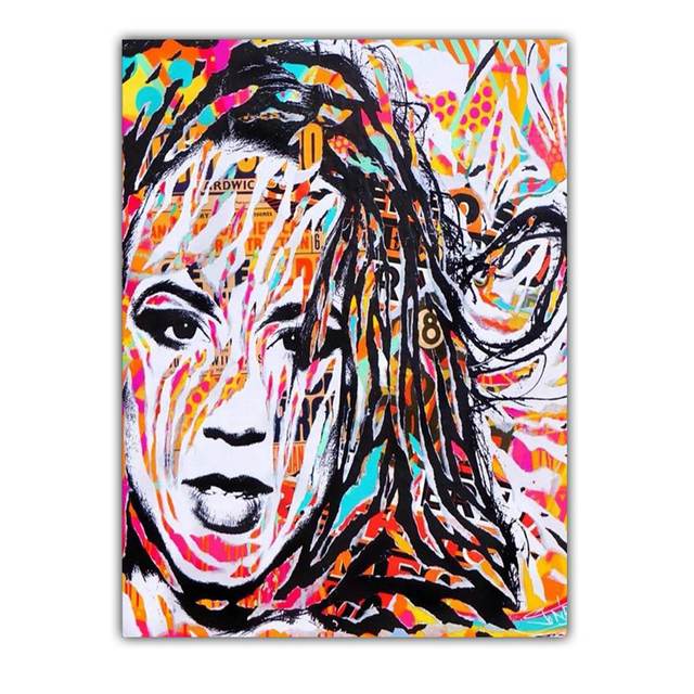 New Graffiti art abstract figure canvas painting street culture wall art women color poster office living room home decoration mural No Frame