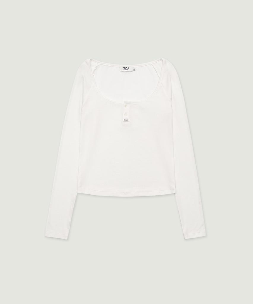 GROVE Liv Henry Neck T-Shirt (White)