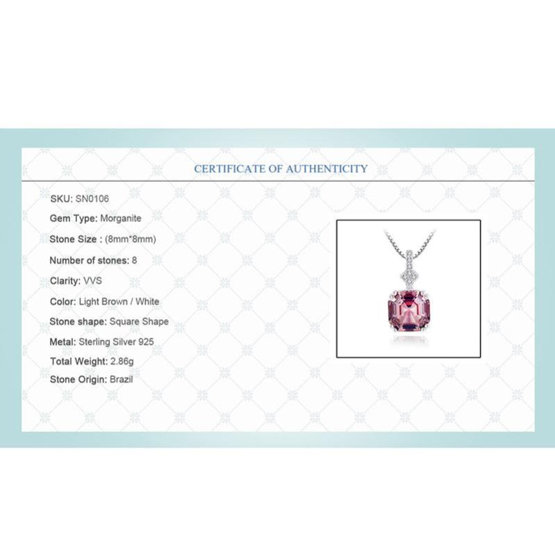 Женское серебряное ожерелье S925, серебряный кулон, инкрустированный бразильским морганитом Абердин, модные ювелирные изделия для женщин S925sterlingsilverring
