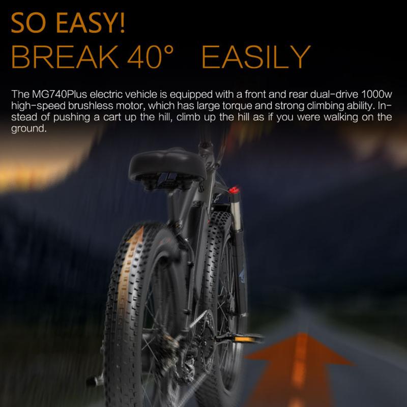 LANKELEISI MG740PLUS 2000W Dual Motor Electric Bike, 48V 20Ah Full Suspension Fat Tire Off-Road E-Bike for Adult