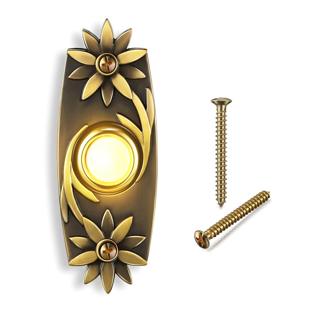 LED Lighted Door Bells Button Brass Hard Wiring Press Button Doorbell Push Button Wall Mounted Doorbell Switches