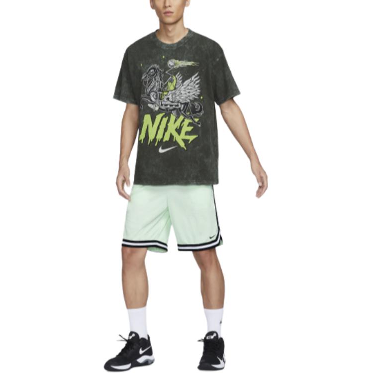 Nike T Shirts Men's Sequoia Red Crew Neck Moderate Straight Fit HF6200-355