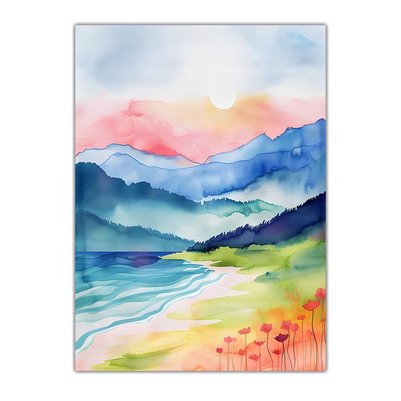 Landscape Wall Art Watercolor Coastal Scenery Canvas Painting Modern Style Poster Prints for Bedroom Living Room Wall Decor