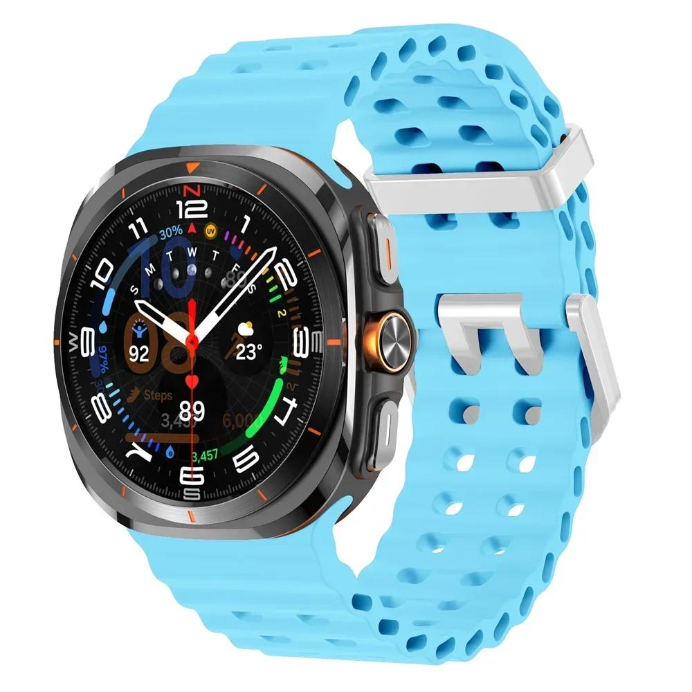Galaxy Watch Ultra Marine Band Accessories Silicone Sport Bracelet correa For Samsung Galaxy Watch 7 Ultra 47mm Original Strap