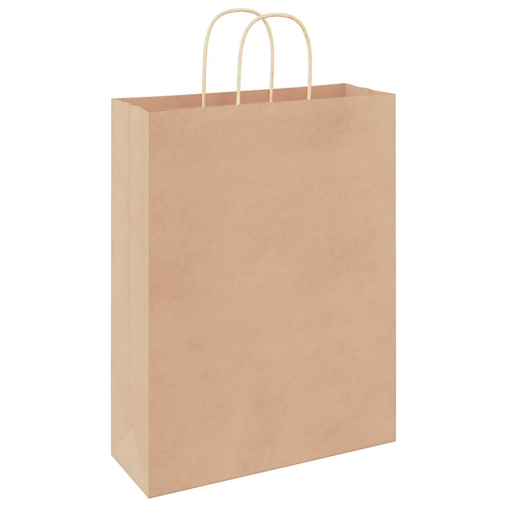 Torby Papierowe Kraft 50 Szt. Z Uchwytami Brązowe 32X12X42 Cm