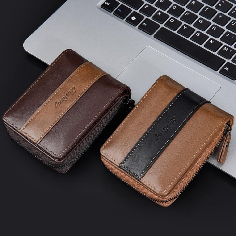 Zipper Pouch Men Zipper Wallet PU Leather Storage Bag Anti Theft PU Leather Coin Purse Boys Gift