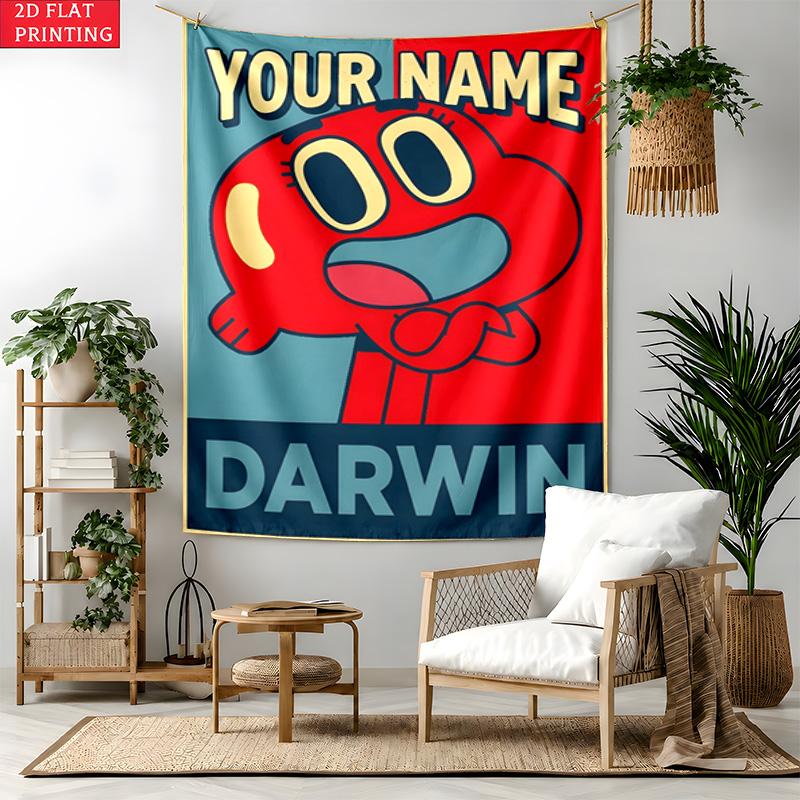 Gumball Custom Name Tapestry Personalized Wall Art Hanging Bohemian Home Decor for Bedroom Dorm Living Room