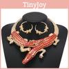 Rhinestone Creative Decoration Crocodile Design Women Necklace And Earring Set