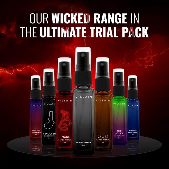 Villain 7 Deadly Scents Пробная упаковка 7 X 8 мл Карманные духи для мужчин Премиальные духи для мужчин Парфюмированная вода Пряный, древесный, акватический, удовый