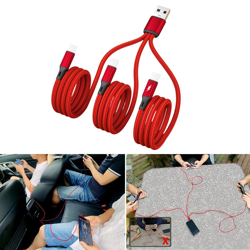 3-в-1 USB-кабель, USB на 3x Type-C Разъем Шнур питания Провод Быстрая зарядка Зарядная линия Удлинительный кабель
