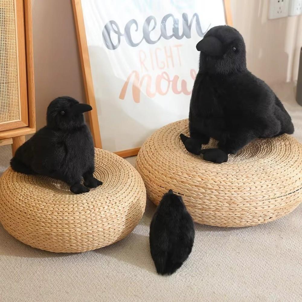 Soft Fabric Realistic Crow Plush Toy Black Color Gothic Crow Stuffed Toy Bird Soft Doll Home Decor