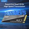 EAGET PCle Gen4x4 NVMe M.2280 SSD До 7400 МБ/с Высокоскоростной внутренний твердотельный накопитель для ПК, ноутбука и игр, сверхбыстрая передача данных
