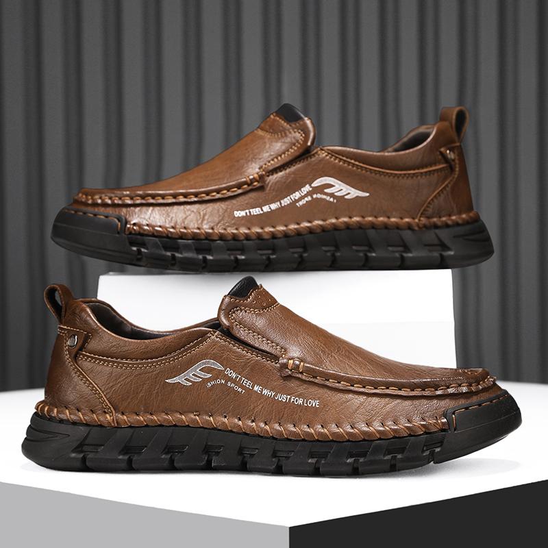 Genuine Leather Walking Shoes Fashion Comfortable Men's Casual Driving Shoes Handmade Male Slip On Flats New Breathable Loafers