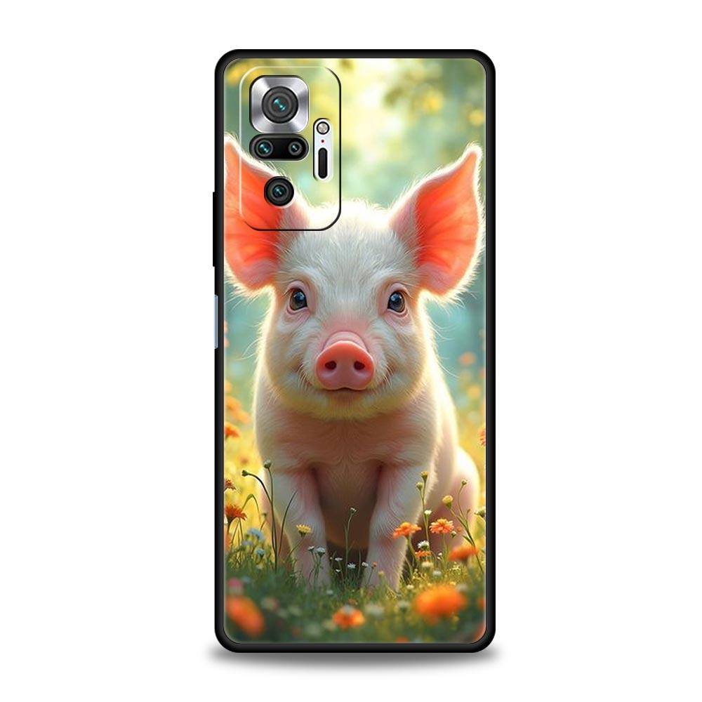 Милый чехол-накладка со свиньей для Redmi 14C 10C Note 15 14 13 12 10 11 K40 Pro Plus 5G Ударопрочный Мягкий ТПУ Корпус Fundas Capas Сумки