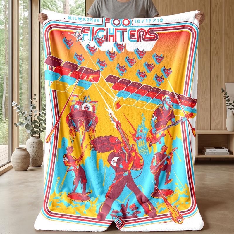 Soft Flannel Blanket Lightweight Cozy Bedroom Living Room CoverFoo Fighters