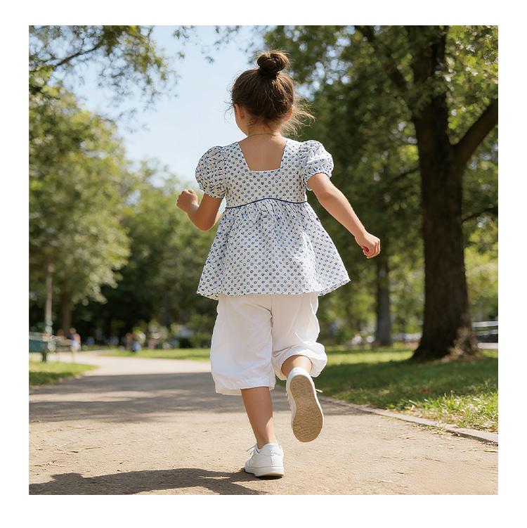 Girls' pure cotton doll shirt, summer new style, sweet and breathable top for medium and large children