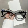 Vintage Anti Blue Light Optical Sexy Cat Eye Diamond Glasses Frame Women For Female Luxury Brand Designer Myopia Punk Eyeglasses