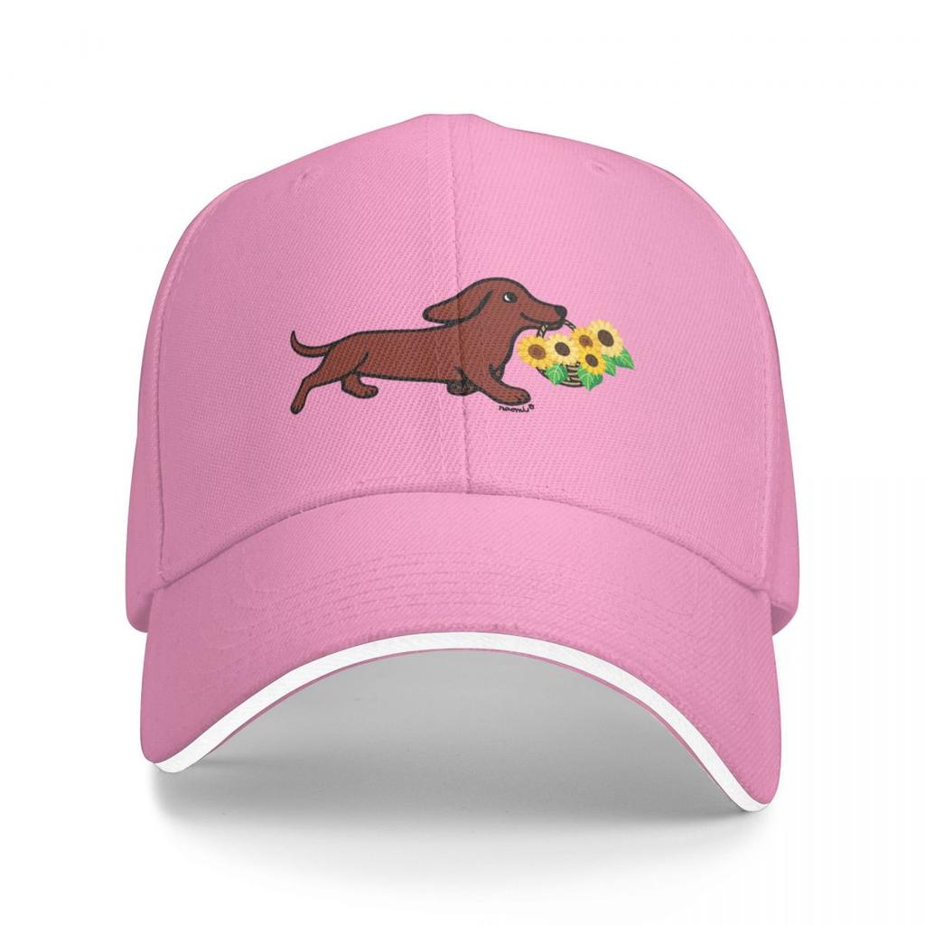 Бейсбольная кепка с изображением бегущей таксы и подсолнуха, кепка для гольфа, забавная кепка, мужская кепка, женская кепка